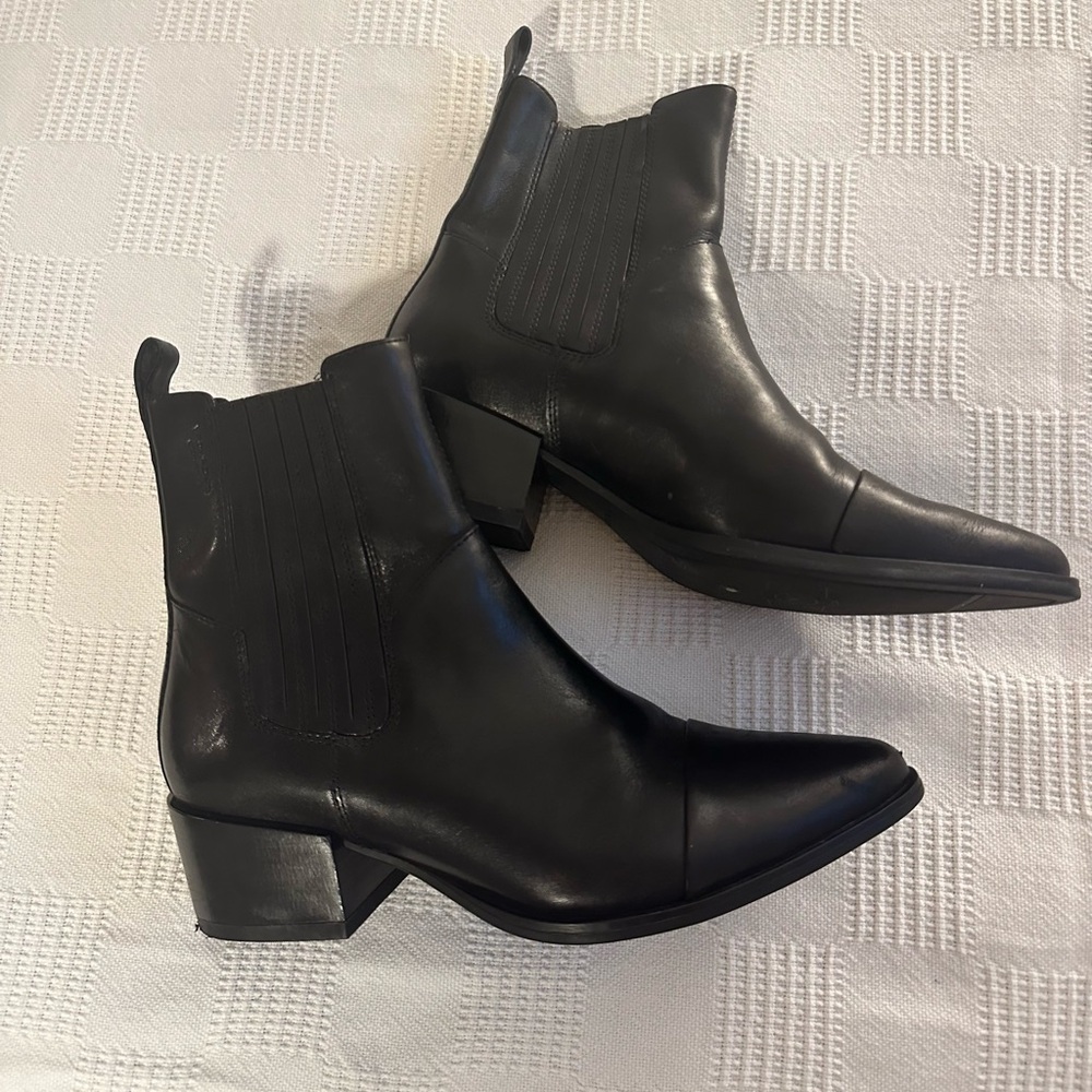 Vagabond Marja Black Leather Ankle Boots 39 Size 8 Booties